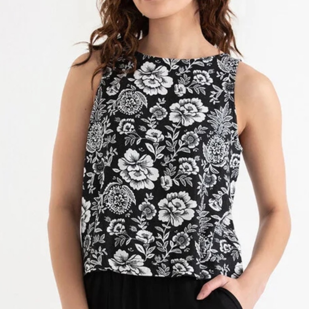 Ricki's Black and White Floral Tank Top